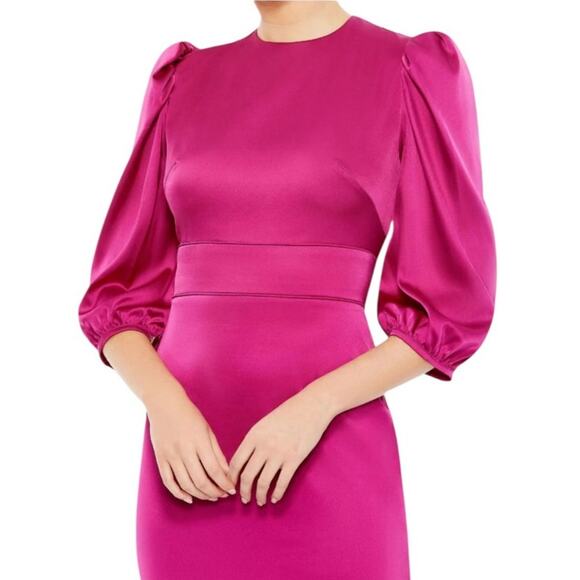 Ieena for Mac Duggal NEW Size 10 Style A26927 Fuchsia High Neck Midi Dress NWT - Picture 7 of 9